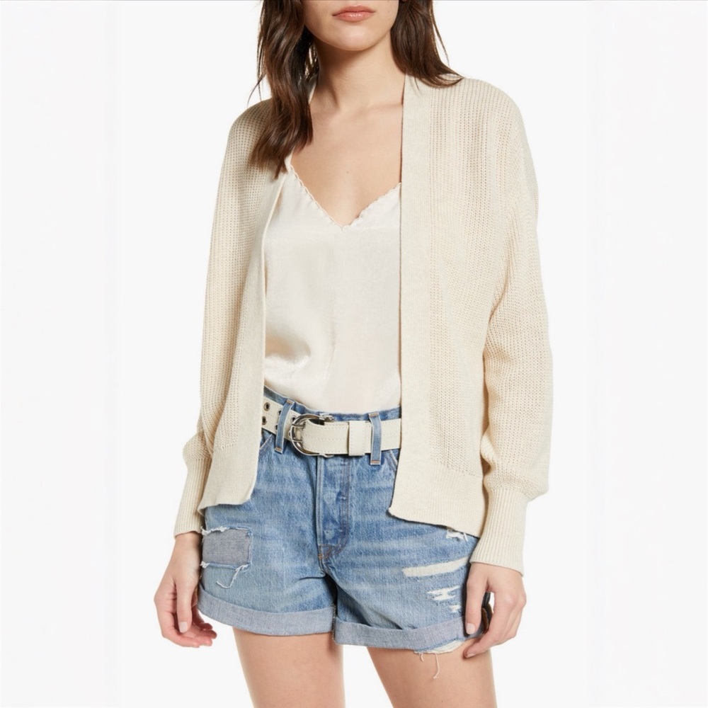 |bp • oatmeal open front knit cardigan • large |